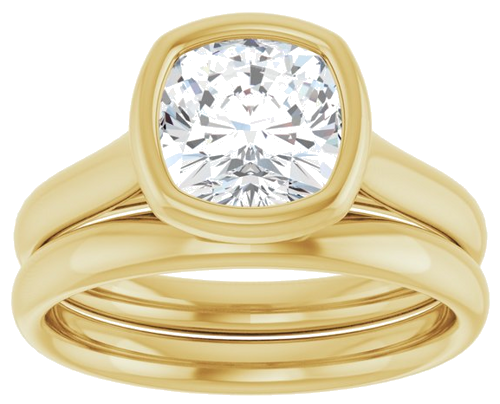 Sužadėtuvių Žiedas „Bezel-Set Solitaire“ 585 Geltonojo Aukso Cushion 7mm (8)