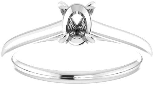 14K White  6x4 mm Oval Solitaire Engagement Ring Mounting (3)