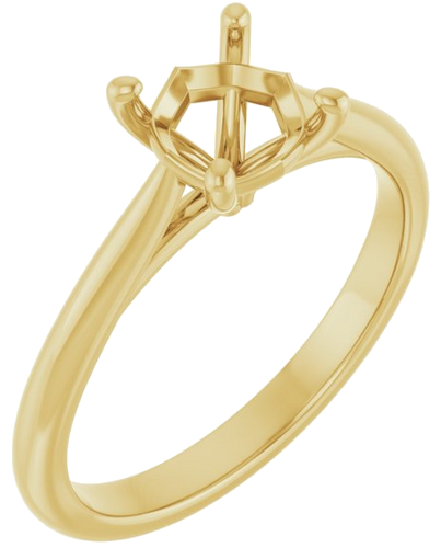 14K Yellow 6 mm Cushion Solitaire Engagement Ring Mounting (1)