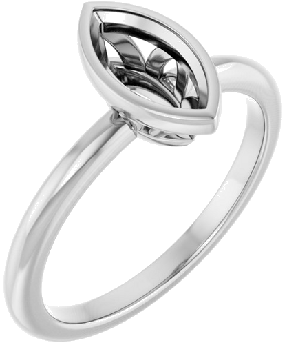 Sužadėtuvių Žiedas „Bezel-Set“ 14k white gold Marquise 9mm x 4.5mm (1)