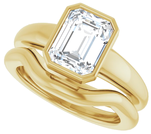 Sužadėtuvių Žiedas „Bezel-Set Solitaire“ 10k yellow gold Emerald 8.5mm x 6.5mm (10)