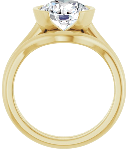 Sužadėtuvių Žiedas „Half Bezel Solitaire“ 585 Geltonojo Aukso Round 9mm (6)