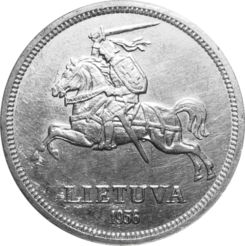 1936 Lithuania dr. Jonas Basanavicius 5 litas silver coin (2)