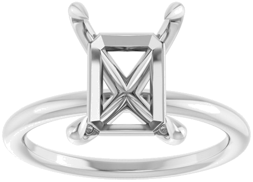 Sužadėtuvių Žiedas „Claw-Prong Solitaire“ 14k white gold Emerald 10mm x 8mm (3)