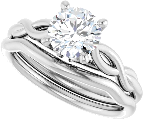 Sužadėtuvių Žiedas „Solitaire Sculptural“ 10k white gold Round 6.5mm (10)
