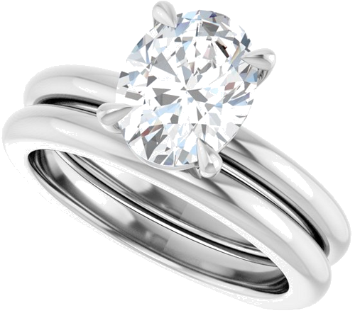 Sužadėtuvių Žiedas „Claw-Prong Euro Shank“ 14k white gold Oval 9mm x 7mm (10)