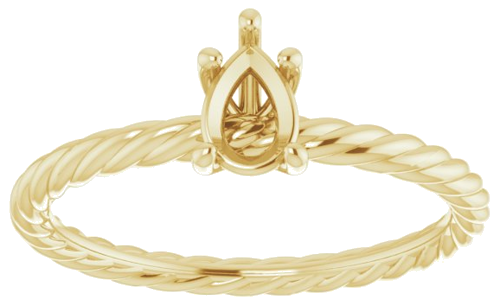 14K Yellow 6x4 mm Pear Solitaire Engagement Ring Mounting (3)