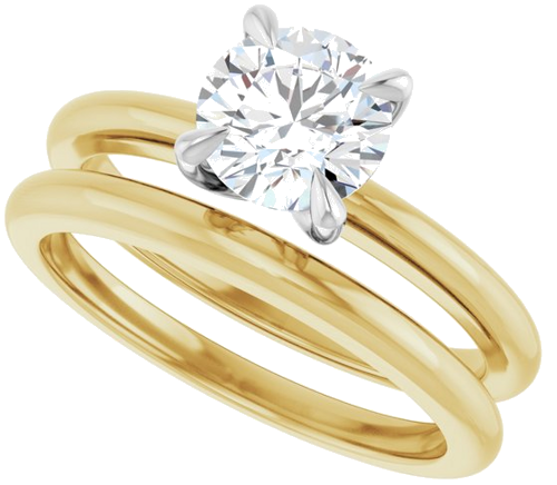 14K Yellow White 6.5 mm Round Solitaire Engagement Ring Mounting (10)