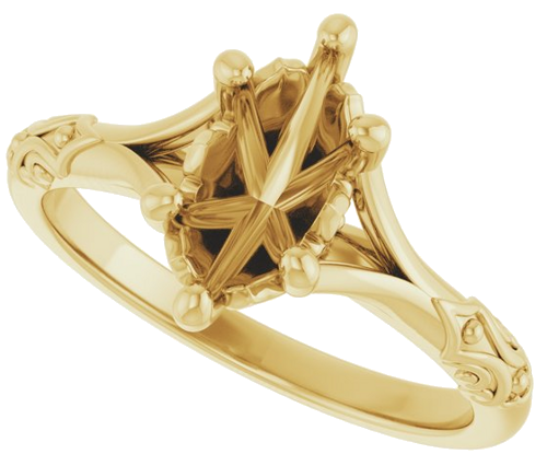 Sužadėtuvių Žiedas „Solitaire Sculptural“ 10k yellow gold Marquise 10mm x 5mm (5)