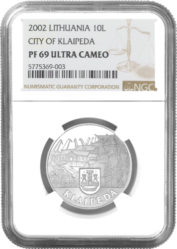 2002 Lithuania Klaipėda 10 Litas PF 69 ULTRA CAMEO (1)