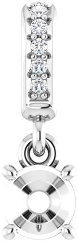 14K White 4.4 mm Round .03 CTW Natural Diamond Semi-Set Pendant (1)