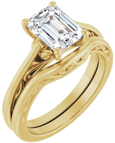 Sužadėtuvių Žiedas „Solitaire“ 14k yellow gold Emerald 8mm x 6mm (6)