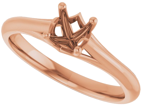 Sužadėtuvių Žiedas „Solitaire“ 585 Rožinis Aukso Round 5.2mm (5)