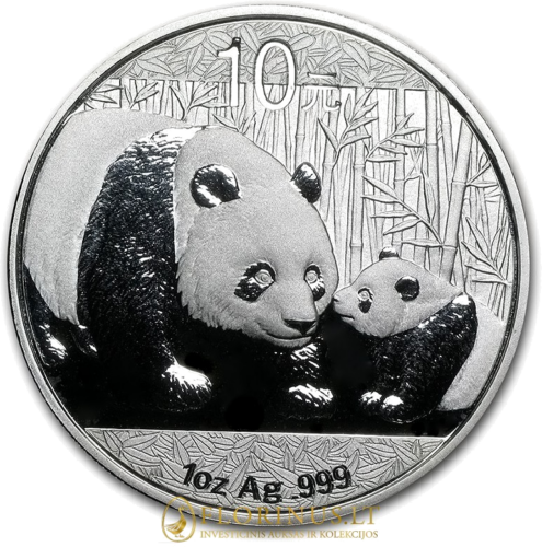 2011 Panda Kinija 10 Juanių 1 oz sidabrinė moneta (1)