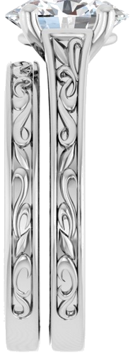 Sužadėtuvių Žiedas „Solitaire Scroll“ 14k white gold Oval 9mm x 7mm (9)