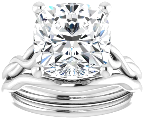 Sužadėtuvių Žiedas „Solitaire Sculptural“ 14k white gold Cushion 10mm (8)