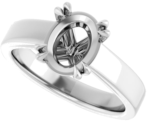 Sužadėtuvių Žiedas „Solitaire“ 585 Baltojo Aukso Oval 9mm x 7mm (5)