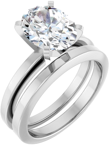 Sužadėtuvių Žiedas 14k white gold Oval 10mm x 8mm (6)