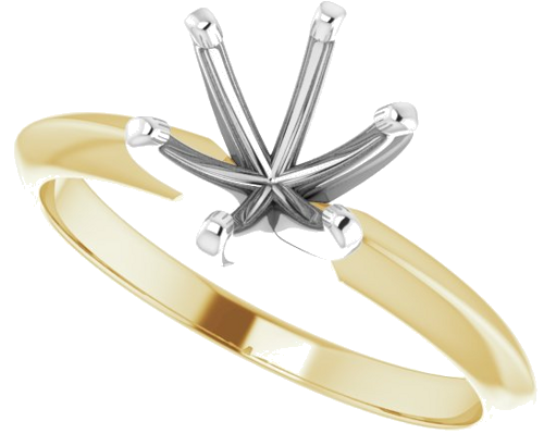 14K Yellow   White 6.6-7.2 mm Round 6-Prong Solitaire Ring Mounting (5)