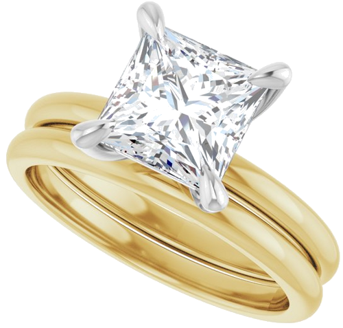 Sužadėtuvių Žiedas „Solitaire“ 14k yellow/white gold Square 7mm (10)