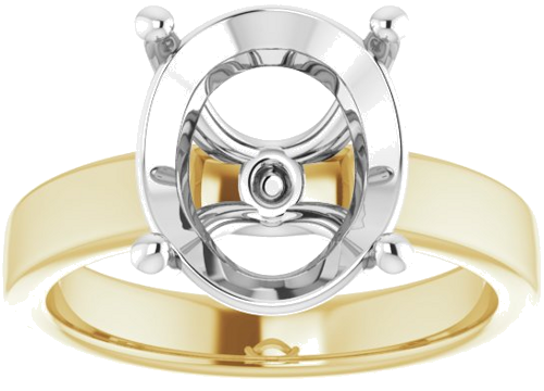 Sužadėtuvių Žiedas „Solitaire“ 14k yellow/white gold Oval 12mm x 10mm (3)