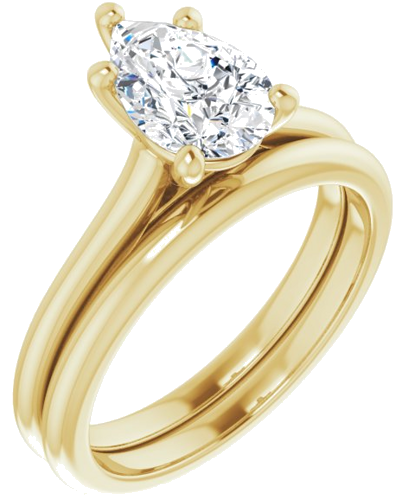 14K Yellow 9x6 mm Pear Solitaire Engagement Ring Mounting (6)