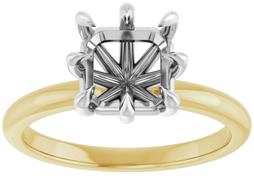 Sužadėtuvių Žiedas „Claw-Prong“ 14k yellow/white gold Asscher 7mm (3)