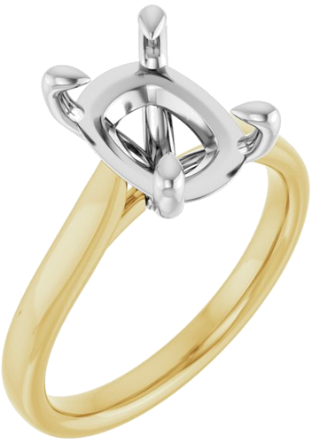 Sužadėtuvių Žiedas „Claw-Prong Solitaire“ 14k yellow/white gold Elongated Cushion 10mm x 8mm (1)