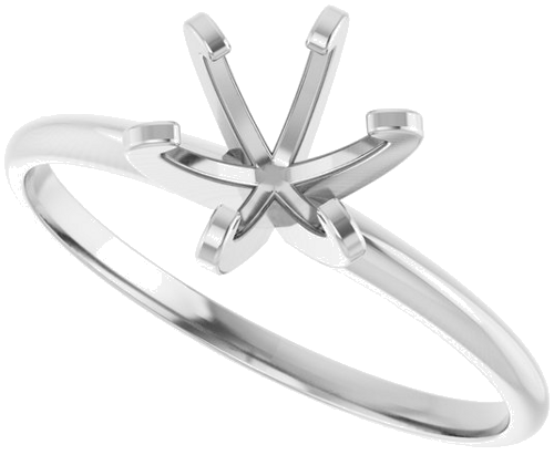 14K White 6.0-6.6 mm Round 6-Prong Solitaire Engagement Ring Mounting (5)
