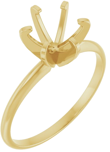 14K Yellow 7.3-7.7 mm Round 6-Prong Solitaire Engagement Ring Mounting (1)