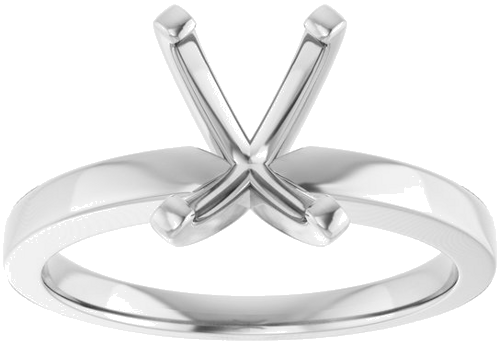 14K White 8x6 mm Emerald Solitaire Engagement Ring Mounting (3)