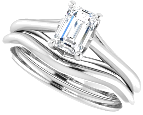 Sužadėtuvių Žiedas „Solitaire“ 14k white gold Emerald 6mm x 4mm (10)
