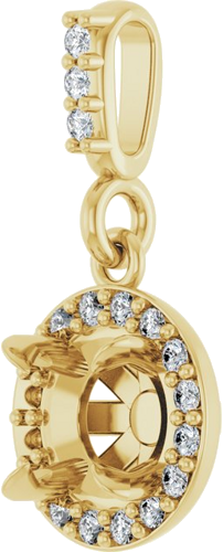 Pakabukas „Halo-Style“ 14k yellow gold Round 5.2mm (2)