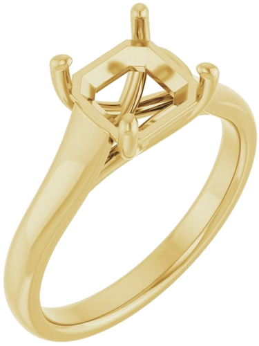 14K Yellow 7 mm Asscher Solitaire Engagement Ring Mounting (1)
