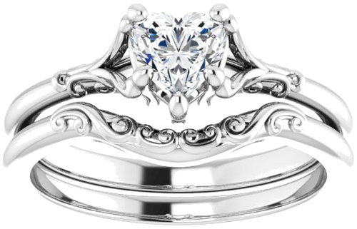Sužadėtuvių Žiedas „Solitaire“ 10k white gold Heart 5mm (8)