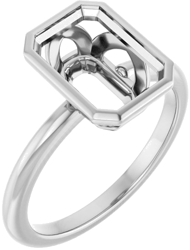 Sužadėtuvių Žiedas „Bezel-Set“ 14k white gold Emerald 10mm x 7mm (1)