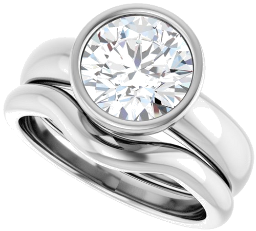 Sužadėtuvių Žiedas „Bezel-Set Solitaire“ 14k white gold Round 8.2mm (10)