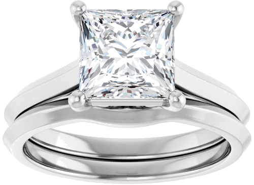 14K White 7 mm Square Solitaire Engagement Ring Mounting (8)