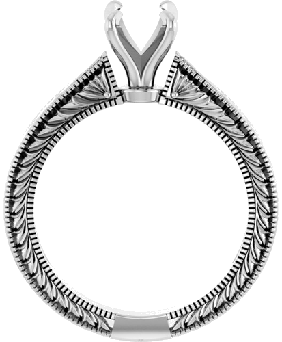 Sužadėtuvių Žiedas „Claw-Prong Solitaire Sculptural“ 14k white gold Elongated Cushion 8mm x 6mm (2)