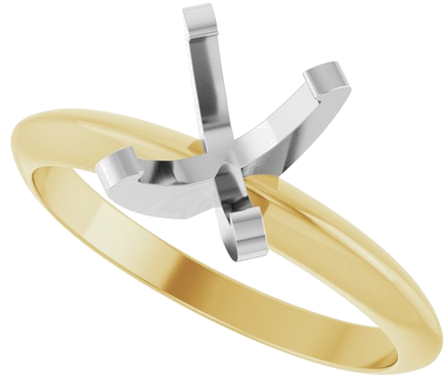 14K Yellow White 8x6 mm Oval Solitaire Engagement Ring Mounting (5)