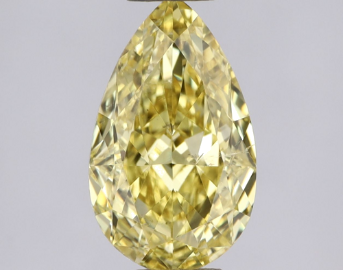 1.02 carat Fancy Vivid Yellow-SI1 Natūralus Pear Deimantas (1)