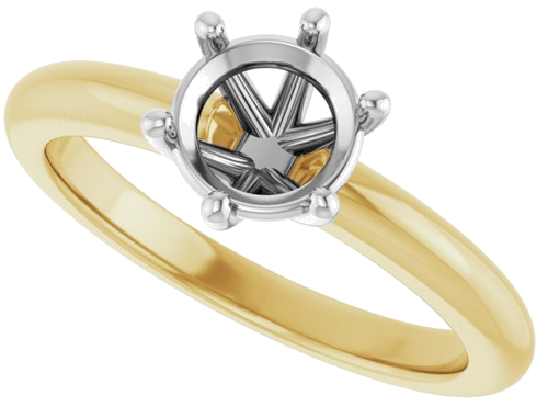 Sužadėtuvių Žiedas 14k yellow/white gold Round 6.5mm (5)