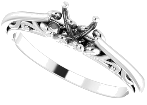14K White 5.2 mm Round Engagement Ring Mounting (9)