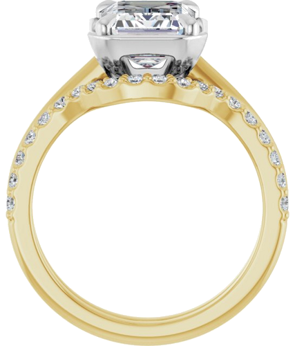 Sužadėtuvių Žiedas „Claw-Prong Solitaire Bezel-Style“ 14k yellow/white gold Emerald 9mm x 7mm (7)