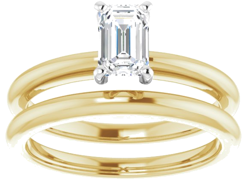 14K Yellow   White  6x4 mm Emerald Solitaire Engagement Ring Mounting (8)