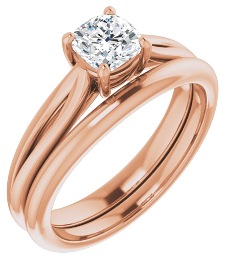 Sužadėtuvių Žiedas „Solitaire“ 14k rose gold Cushion 5mm (6)