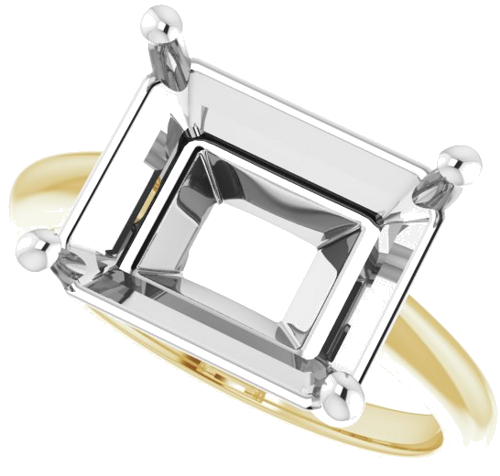Sužadėtuvių Žiedas „Solitaire“ 14k yellow/white gold Emerald 12mm x 10mm (5)