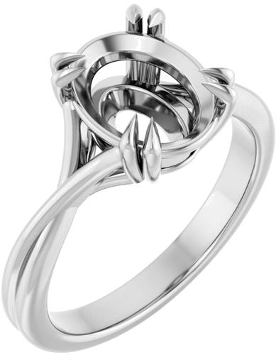 Sužadėtuvių Žiedas „Double Claw-Prong Solitaire Criss-Cross“ 14k white gold Oval 10mm x 8mm (1)