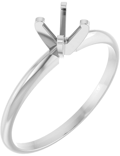 14K White 4.6 mm Round Ultra-Lightweight Solitaire Engagement Ring Mounting (1)