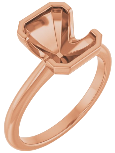 Sužadėtuvių Žiedas „Half-Bezel“ 14k rose gold Emerald 9mm x 7mm (1)